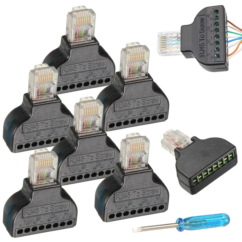 Фото Переходник RJ45 на 8-контактный винтовой блок с 8-контактной винтовой клеммой и разъемом RJ45 для разъема кабеля Интернета сетевого AV №1