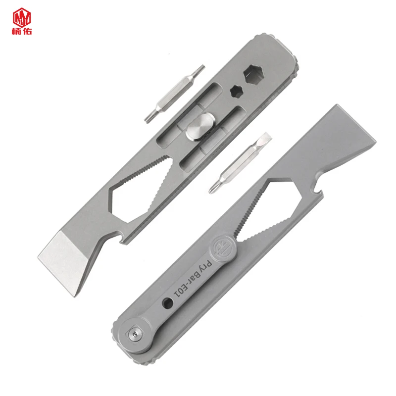 

1PC Outdoor Multifunction EDC Tool Multitool Titanium Alloy Crowbar Opener Screwdriver Wrench Opener Combination Tool