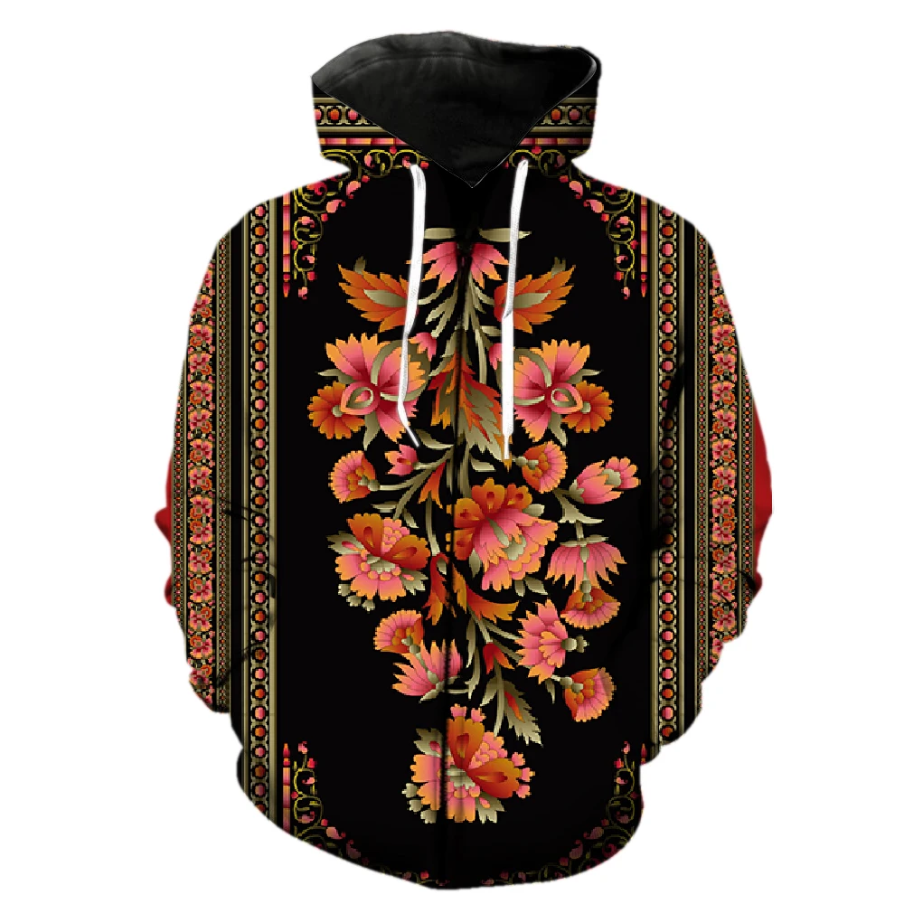 

Persian Style Pattern Men's Zipper Hoodie 3D Printed Sweatshirts Fashion Casual Oversized Harajuku Tops Teens With Hood Jackets