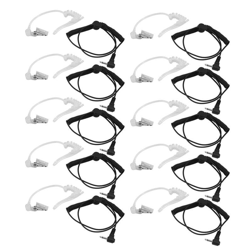 

10X RHF 617-1N 3.5Mm RECEIVER/LISTEN ONLY Surveillance Headset Earpiece With Clear Acoustic Coil Tube Earbud Audio Kit