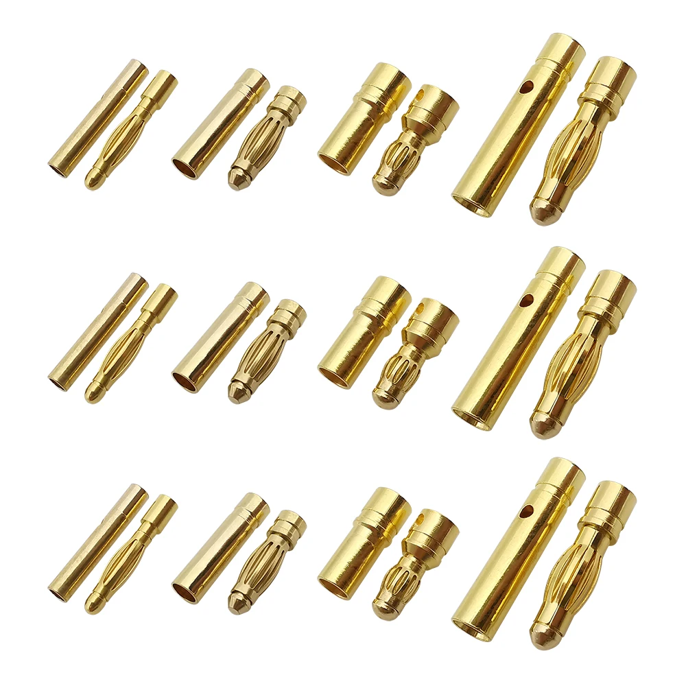 

2mm 3mm 3.5mm 4mm Banana Plugs RC Battery Gold-plated Male & Female Bullet Banana Plug High Quality Connector 5/2/1pair