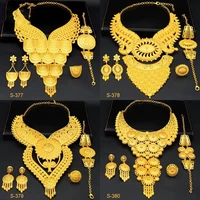 luxury dubai aristocratic style women jewelry set 24k bridal necklace earrings ring bracelet set wedding dress accessories
