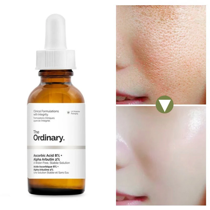

Ordinary Ascorbic Acid 8% + Alpha Arbutin 2% Double Whitening Serum Brightens Skin Melanin Removal Lighten Dark Spots 30ml