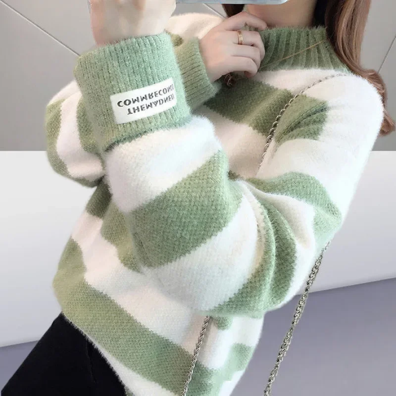 Новинка 2025 года стильный свободный топ из норки женский пуловер свитер