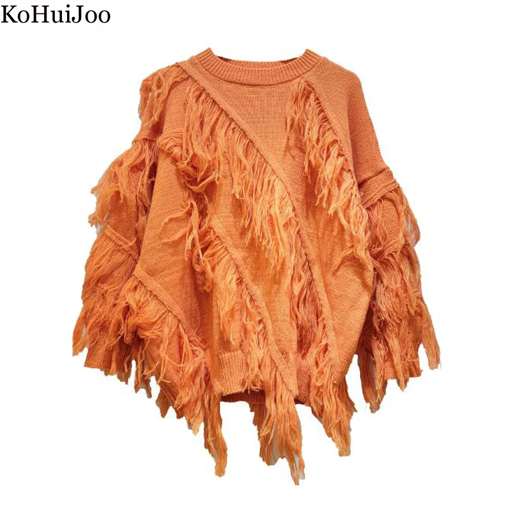 

KoHuiJoo Pullover Sweaters Women Autumn Winter New Korean O-Neck Loose Thin Casual Solid Knitted Sweater Oversize Sweet Top