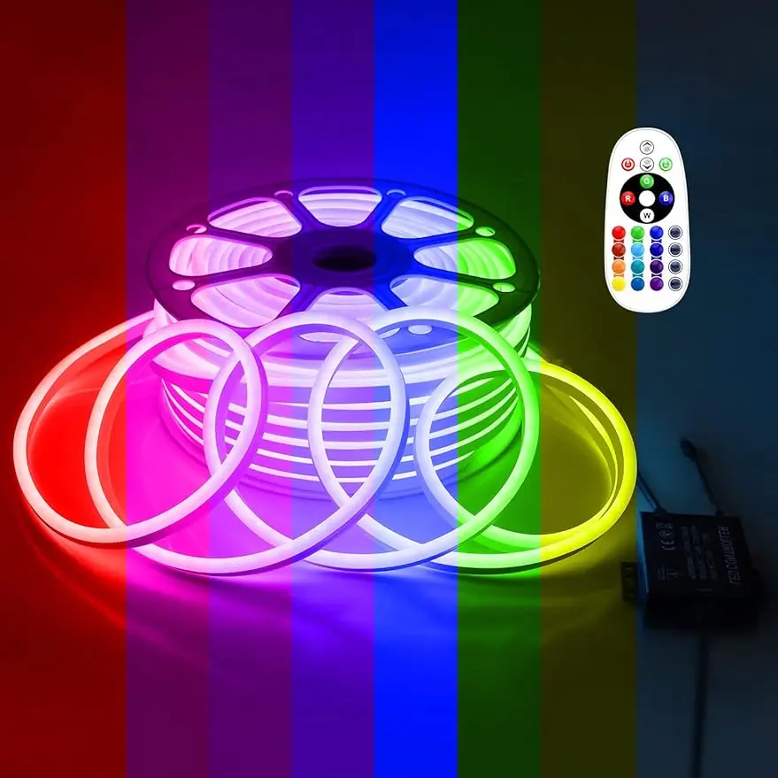 

Aclorol RGB неоновые веревочные огни 110 футов переменного тока 130-в неоновые светодиодные ленты для улицы водонепроницаемые многоцветные светодиодные неоновые гибкие цветные лампы