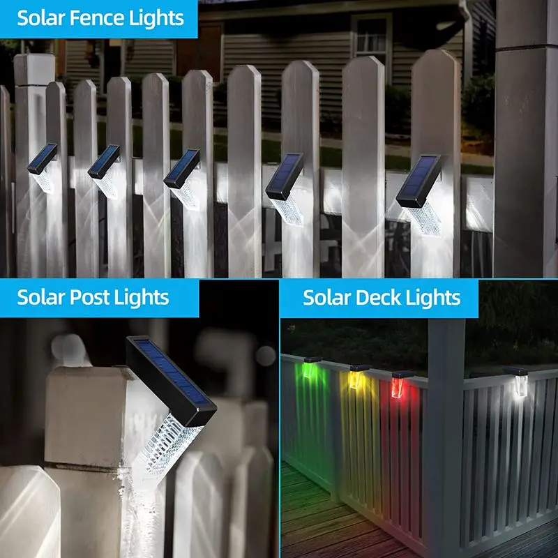 2PCS Solar Fence Light Outdoor Solar Deck Light Waterproof 2 Lighting Mode For Post Wall Stair Step Patio Yard Path Backyard images - 6