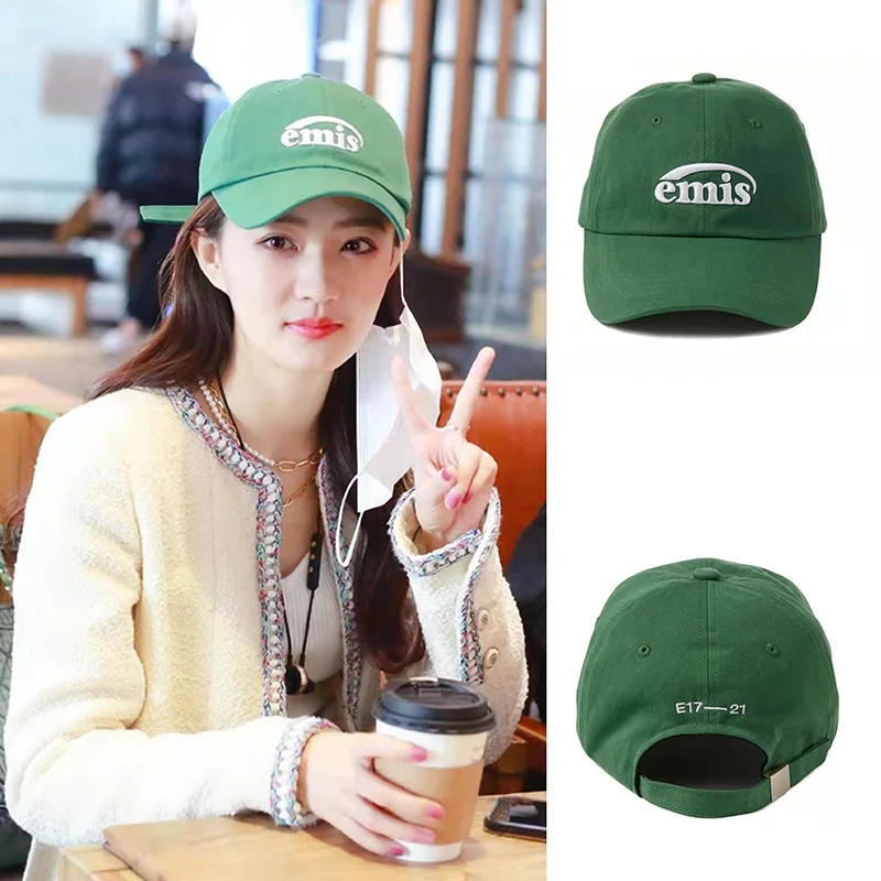 

송지아 same South Korean Emis letter baseball cap, trendy brand green cap