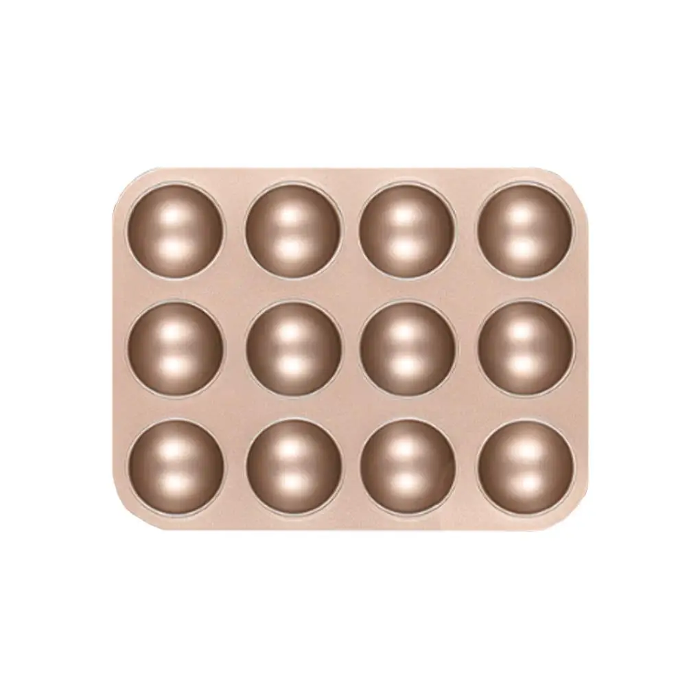 

Non-stick Cake Mold Carbon Steel Round Half Ball Mould Baking Tray for Chocolate Desserts Ice Cream, 12-Cavity