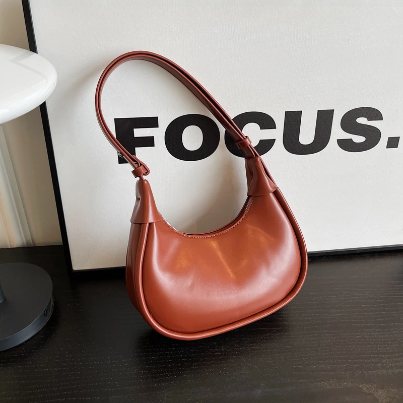 

Women's Leather Shoulder Bag Simple Half Moon Crossbody Bag Luxury Designer Brand Handbag 2023 New Casual Tote Bag Free Shipping