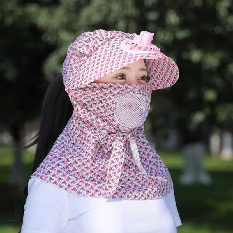 

Cycling Sun Hat with Fan Rechargeable Electric Fan for Women Anti-UV Outdoor Sunscreen Cap Garden Work Fishing Hat Neck Scarf
