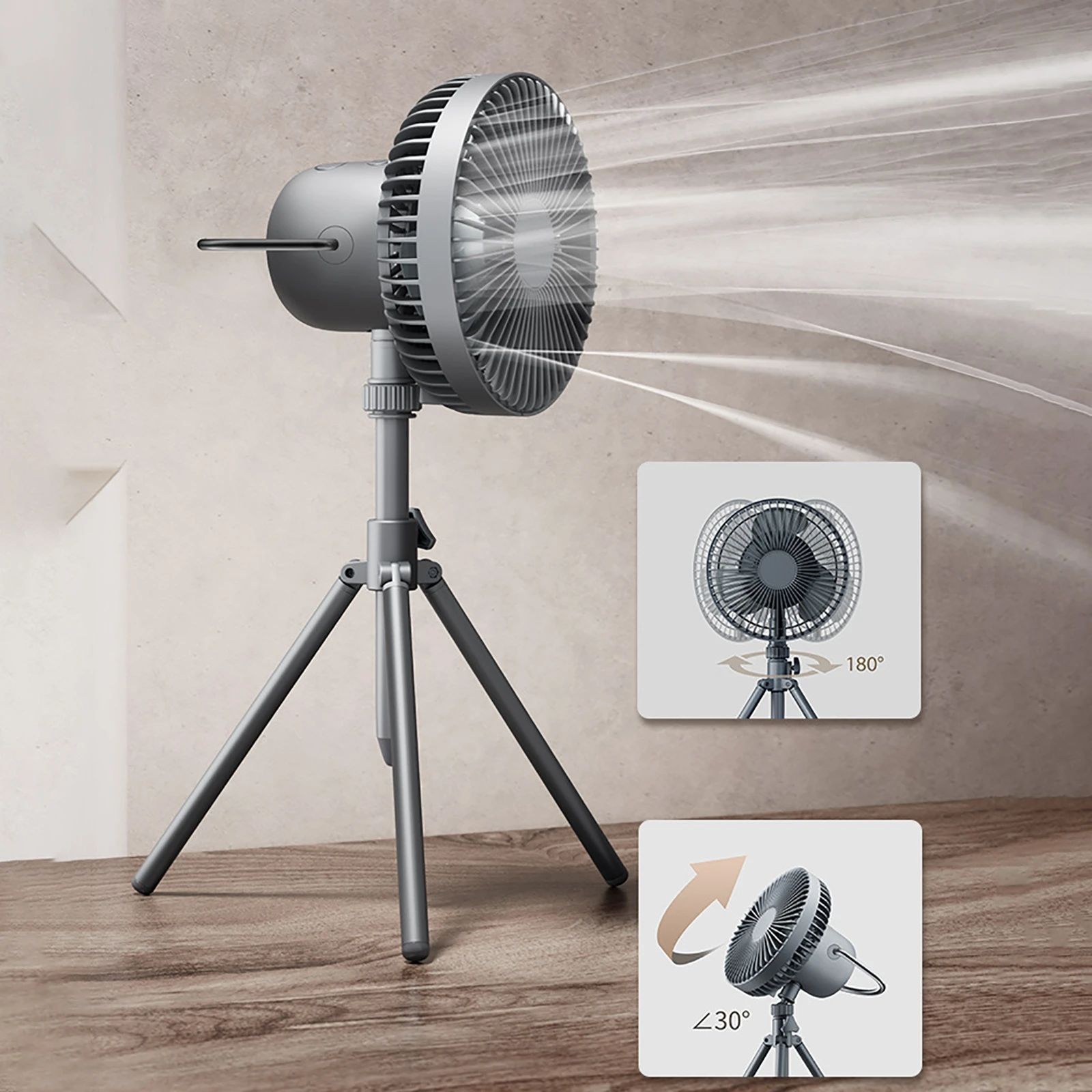 

Multifunctional Fan Light Outdoor Camping Fan Night Light Adjustable Ceiling Fan with Led Light USB Rechargeable Fans