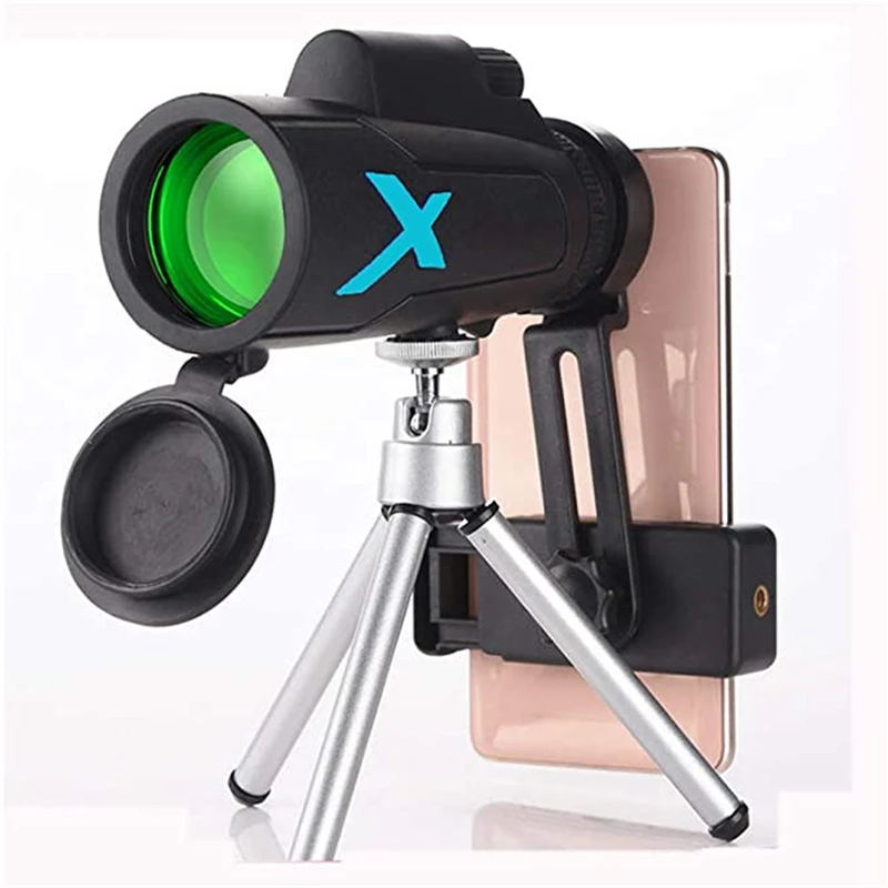 

Powerful 12X50 Mini HD Monocular Telescope Waterproof Compact Retractable Wide Zoom FMC For Hunting Camping with Aluminum Tripod