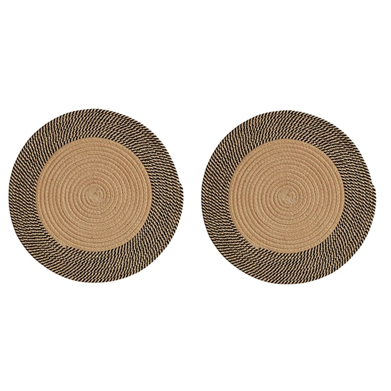 

2X Japanese Style Woven Carpet Jute Round Floor Mat Simple Coffee Table Mats Bedroom Living Room Sofa Floor Rugs(S)