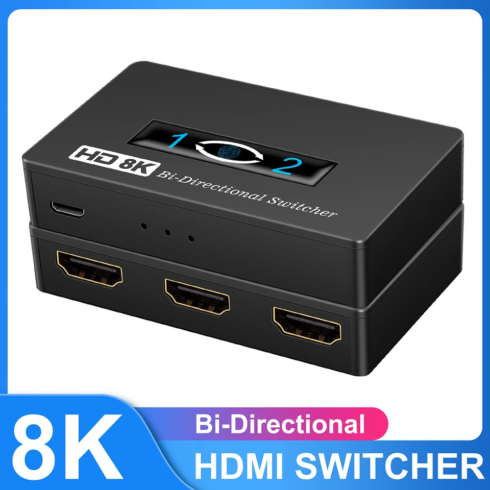 HDMI переключатель 8K/4K/1080P двунаправленный, 2 входа на 1 выход, HDMI переключатель, 2 выхода, поддержка HDMI переключателя для HDTV Blu-Ray плеера HDMI переключатель 8K/4K/1080P двунаправленный, 2 входа на 1 выход, HDMI переключатель, 2 выхода, поддержка HDMI переключателя для HDTV Blu-Ray плеера