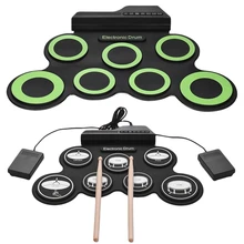 접이식 음악 드럼 핸드 롤 USB 전자 실리콘 패드, 휴대용 연습 드럼 키트, 드럼스틱 유지 페달 악기
