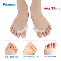 pexmen 6pcs3pairs gel toe separators for kid overlapping toe bunion corrector pads for pain relief relief foot protector