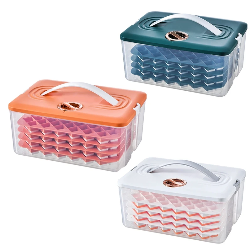 

Press Type Ice-Cube Maker Silicone Ice Tray Making Mold Storage Box Lid Trays Bar Kitchen Square Cubic Container