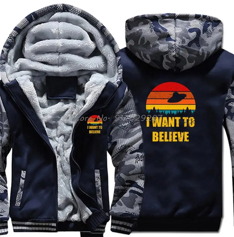 

Vintage The X Files I Want To Believe Aliens UFO Area 51 Hoodie Men Winter Thicken Hoodies Hooded Sweatshirt Hoody Streetwear