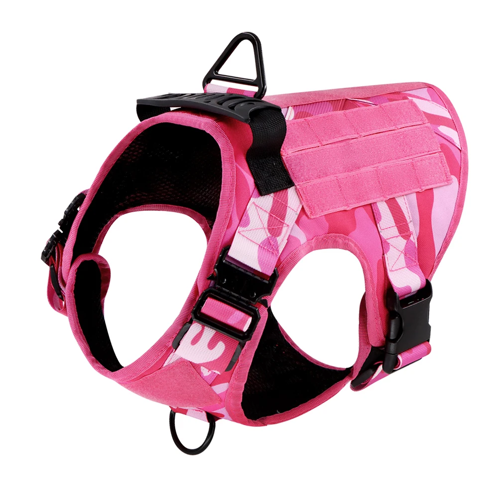 

Military Dog Harness with Handle Pink Color Adjustable Pet Tactical Training Vest German Shepherd Malinois For Large Medium Dogs