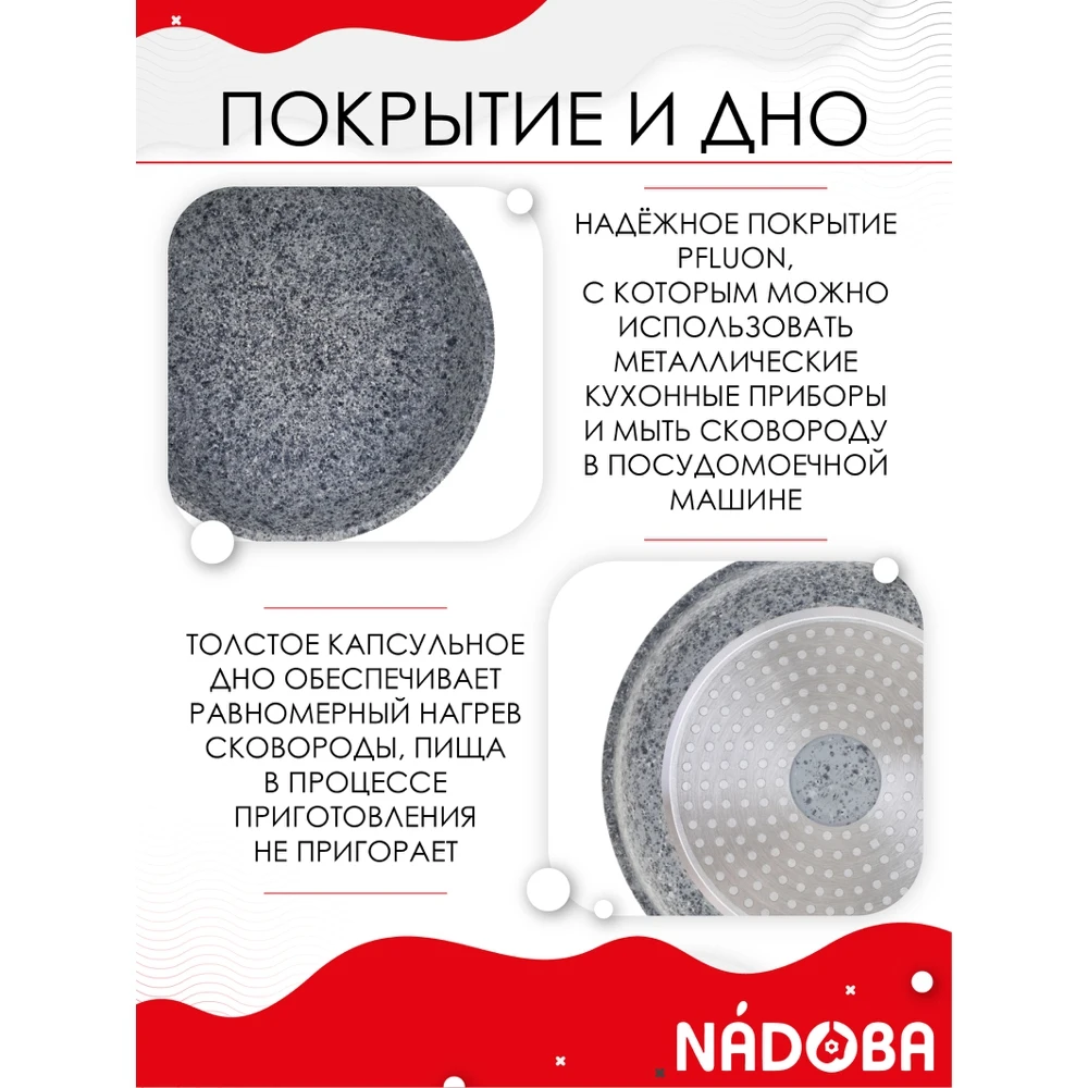 Сковорода с антипригарным покрытием без крышки 26 см NADOBA серия MINERALICA |