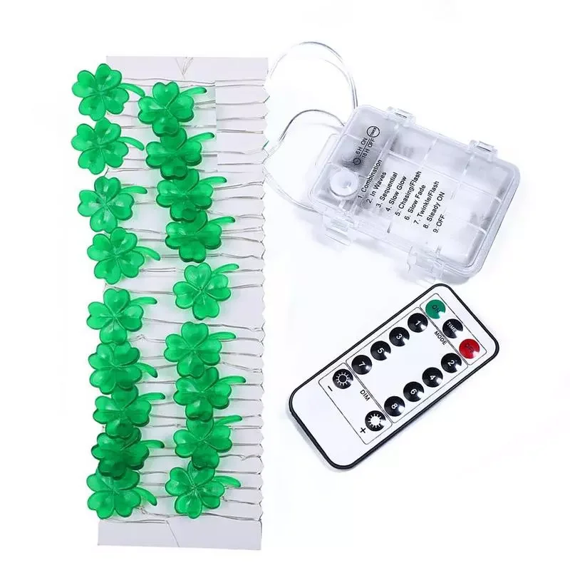 

Patricks Day Decoration Lights 40 LED Green Clover Lights Battery Powered Shamrock Lights For St Patrick's Day Wall Decor