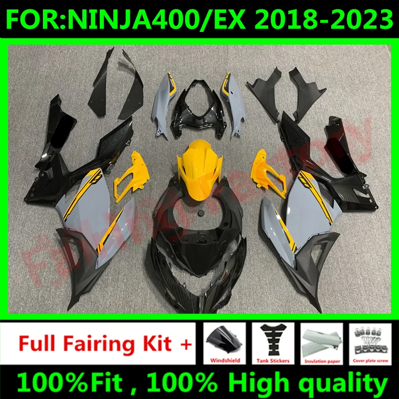 

Новый комплект обтекателей для мотоцикла ABS подходит для Ninja400 EX400 EX Ninja 400 2018 2019 2020 2021 2022 2023 полный комплект обтекателей серый оранжевый