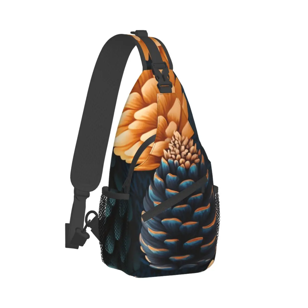 

Colorful Pine Cones Chest Bags Men Festive Fall Print Shoulder Bag Novelty High School Crossbody Bag Travel Outdoor Sling Bags