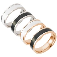 drip oil electroplating black and white simple titanium steel couple personality ring high quality non fading fashion ring