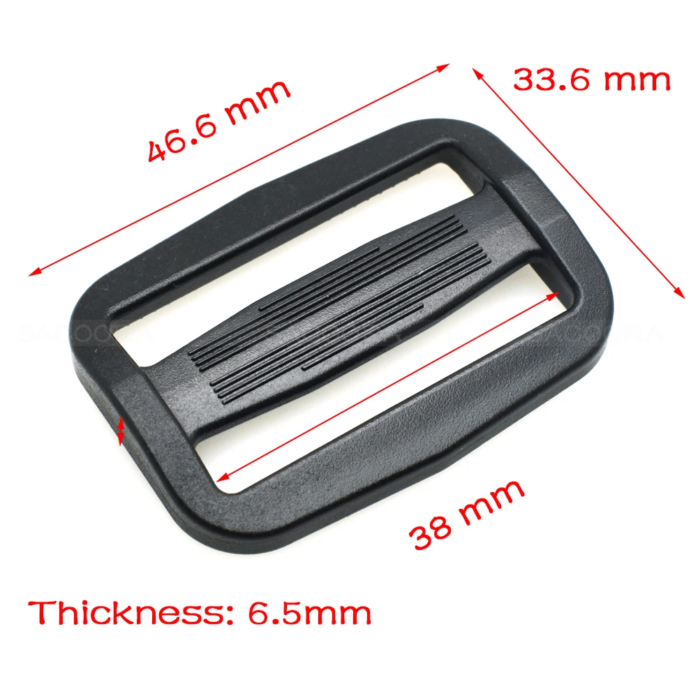

Webbing Size 1-1/2"(38mm) Plastic Curve Slider Tri-Glide Adjust Buckles For Dog Collar Harness Backpack Strap Black
