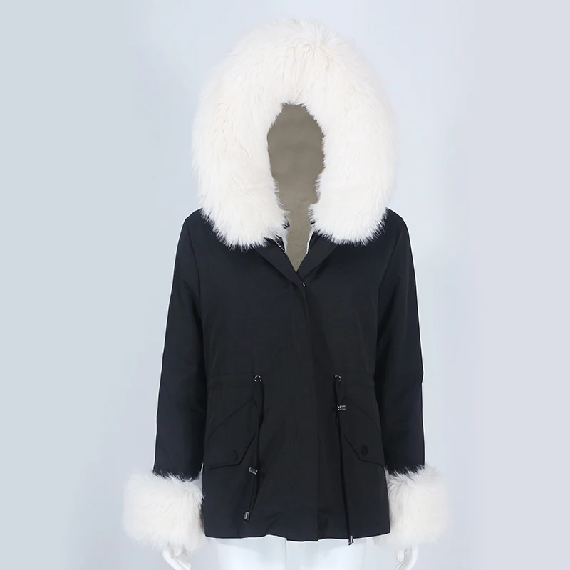 

Парка Furyourself из экомеха 2022, парка с капюшоном из искусственного меха, водонепроницаемое пальто, короткая парка, зимняя куртка, Женская Съемн...