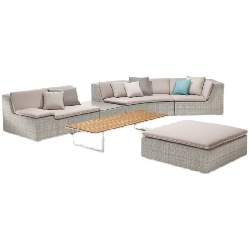 Фото Уличный диван, изогнутый диван из ротанга, кресло для одного человека во дворе, полукруглое кресло из ротанга №1