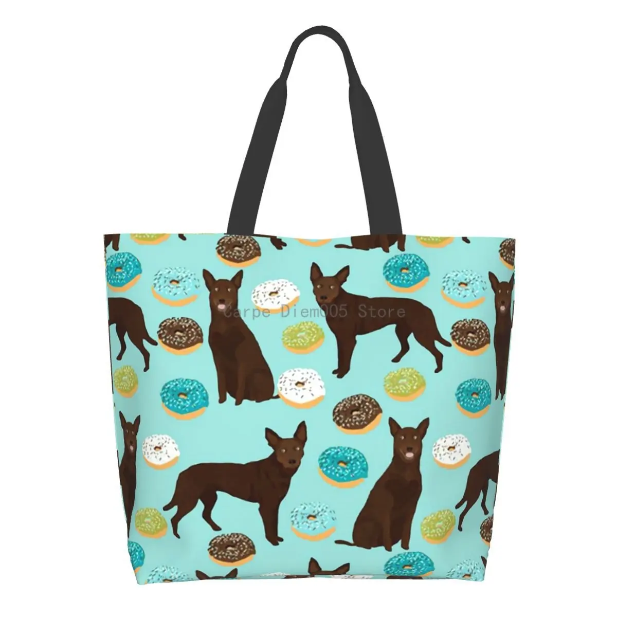 

Women Shoulder Bag Australian Kelpie Cute Dogs Large Capacity Shopping Grocery Tote Bag For Ladies
