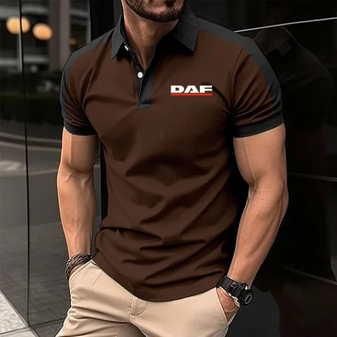 Мужская рубашка-поло с коротким рукавом, с принтом DAF