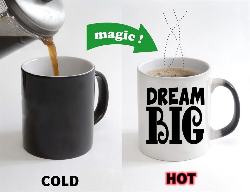 

Dream Big Coffee Mugs Cocoa Caffeine Cereal Milk Cup Success Dreaming Mugs Heat Reveal Magical Morph Mugen Teaware Coffeeware