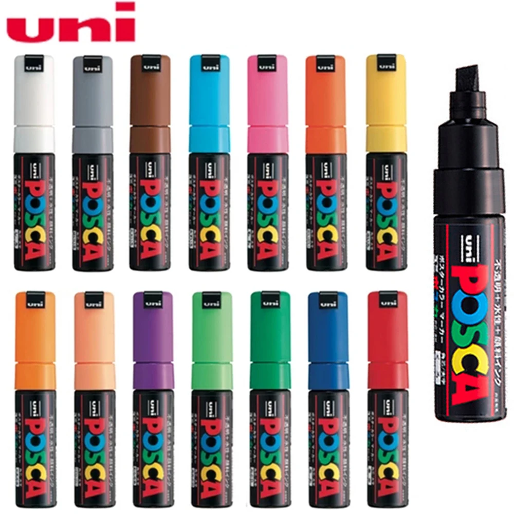 2 Pcs  UNI Marker Pens POSCA PC-8K POP Poster Advertising Pen Graffiti Note Pen 8.0mm 15 Different Colors