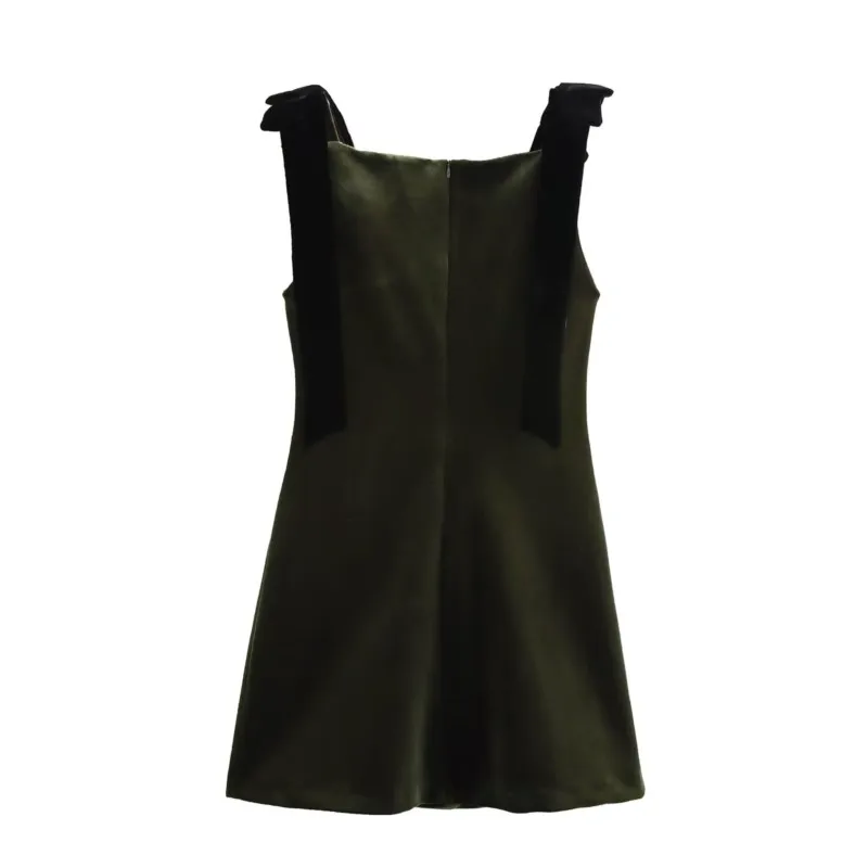 TRAF женское короткое платье с галстуком-бабочкой платья миди без рукавов