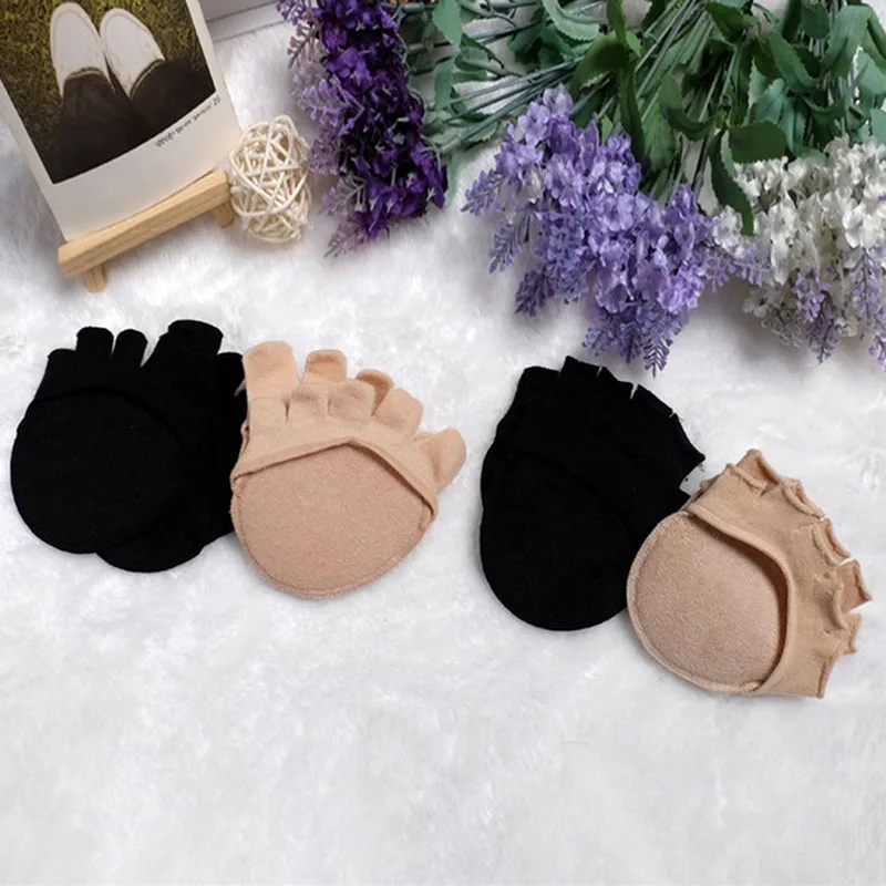 

2 Pairs/lot Invisible Non Slip Toe Socks Half Grip Heel Five Finger Socks For High-heeled Shoes New Fashion No Show Sox