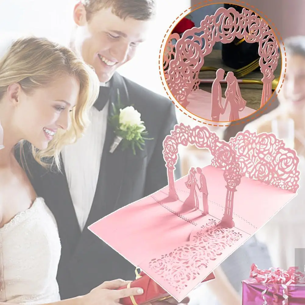 

10 шт. креативные открытые Свадебные вертикальные приглашения 3D Свадебное приглашение для невесты жениха кружевная поздравительная открытка свадебные принадлежности