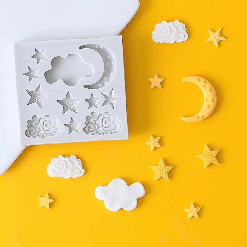 

Moon Stars Clouds Cake Decoration Mold Fondant Silicone Cake Mold DIY Chocolate Mousse Kitchen Baking Mold Candy Pastry Bakeware