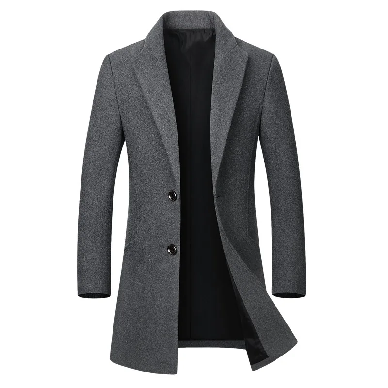

Winter Wool Jacket Men's High-quality Wool Coat casual Slim collar wool coat Men's long cotton collar trench coat