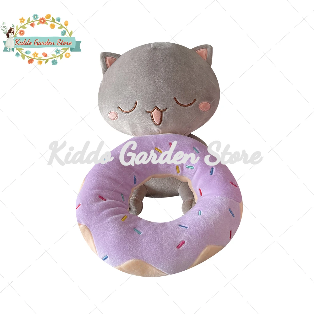 Симпатичная серая подушка в виде улыбки кошка-пончик плюшевые игрушки мягкие