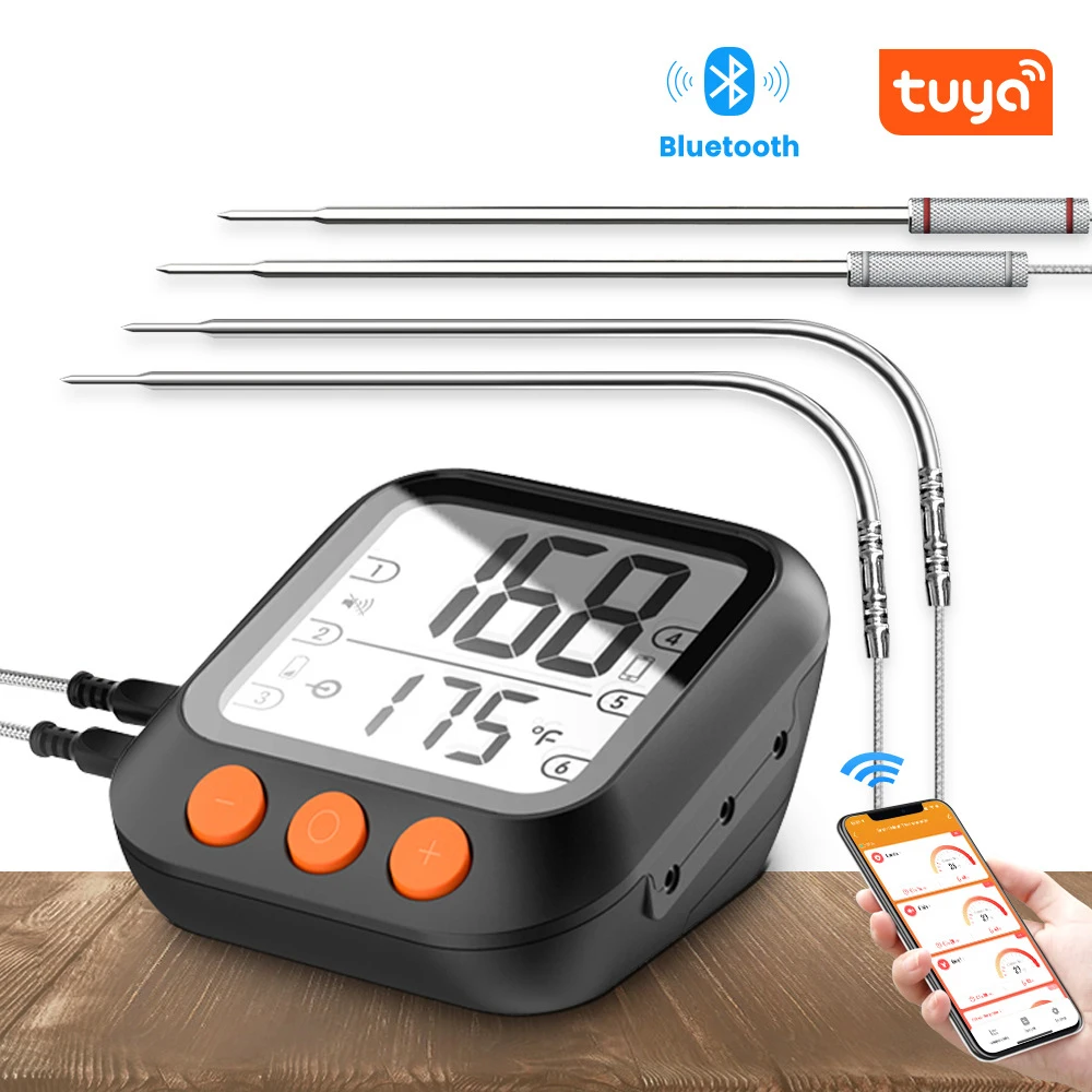 

Tuya Smart Digital Meat Thermometers Remote Cooking Food Barbecue Grill Thermometer Supports 6 Probes For Oven Smoker Grill BBQ