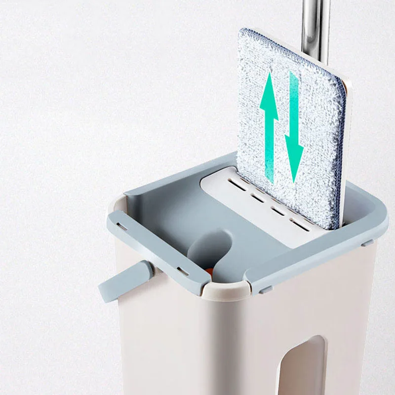 Squeeze Mop with Bucket Hand Free Floor Household Cleaning Tool 360 Rotating Flat Mops | Дом и сад