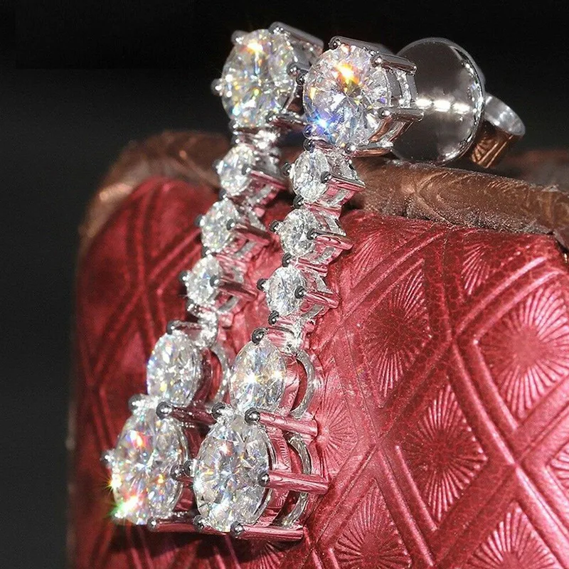 

2022 New Trendy Women's Dangle Earrings with Bling Bling Round Cubic Zirconia Temperament Sweet Girls Earrings Fashion Jewelry