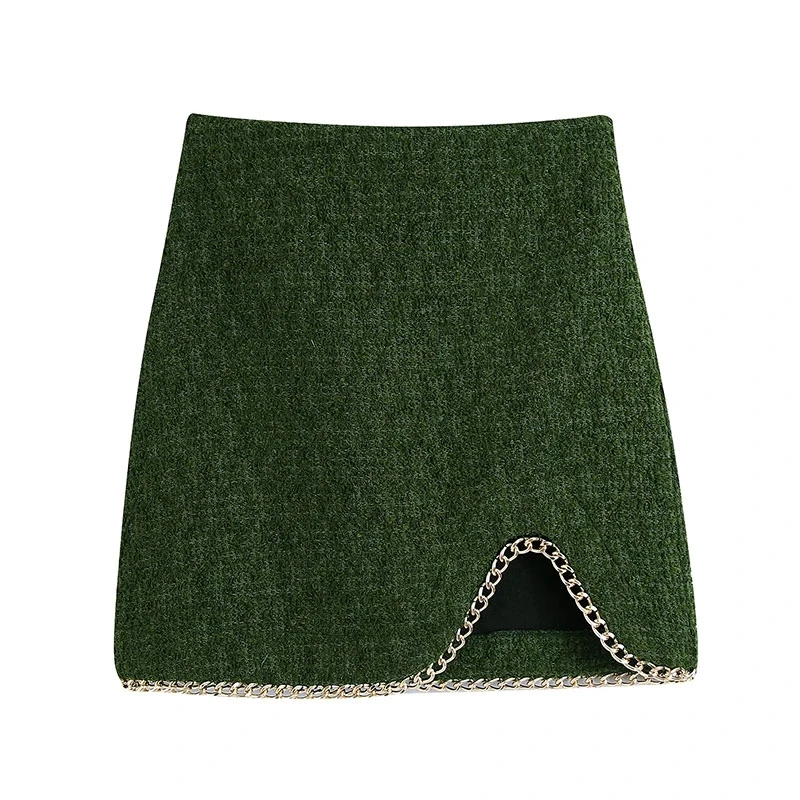 

women's high waist weight loss miniskirt, irregular zipper skirt, green, 2021