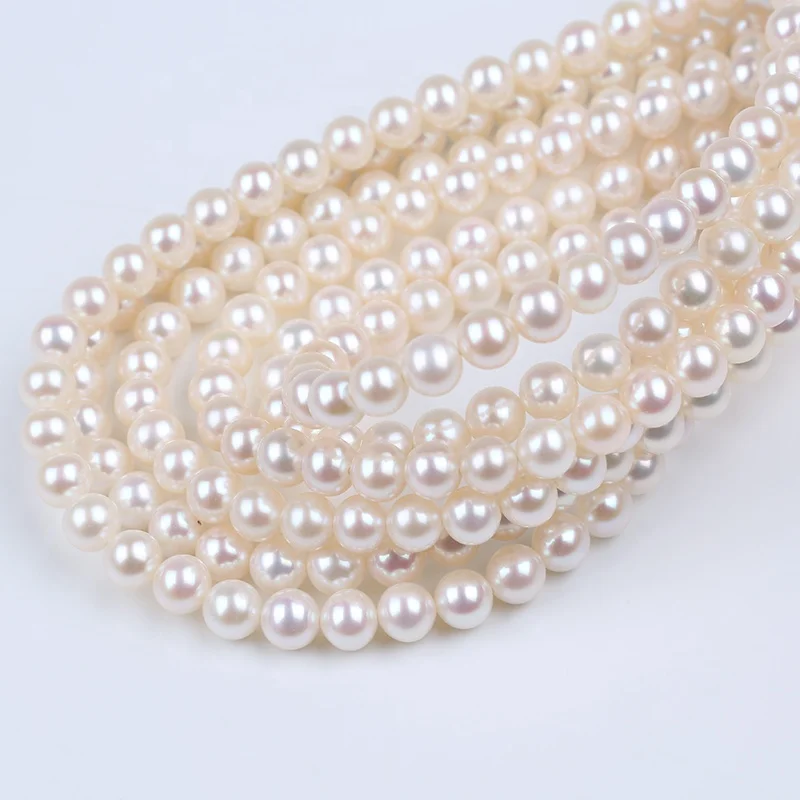 

Wholesale 6-7/7-7.5mm natural white freshwater round pearls beads strand for jewelry making