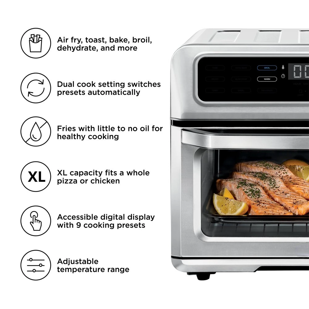 

Dual-Function Air Fryer + Toaster Oven, Stainless Steel, 20 Liter