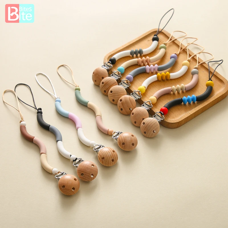 

Bite Bites Baby Pacifier Chain Food Grade Silicone Curved Pacifier Chain Children Nipple Clip Newborn Chewing Accessories