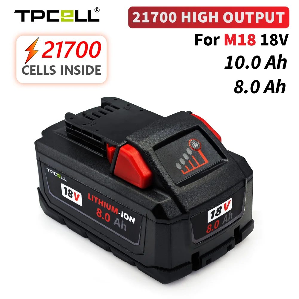 TPCELL безкладных аккумуляторов 8/10 Ач для Milwaukee M18 21700 ячеек высокопроизводительная